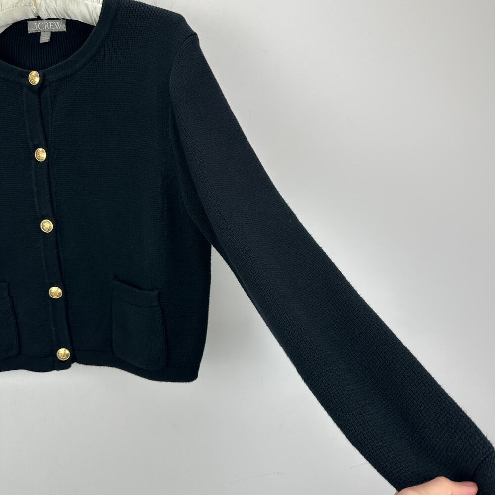 J.Crew Emilie Sweater Lady Jacket Cotton Black Gold Buttons Classic Preppy M - Picture 6 of 11